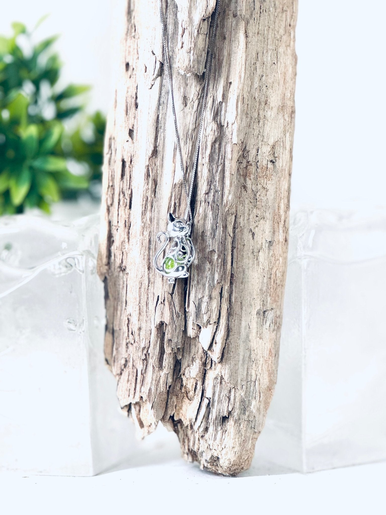 Collier "Bille de mémoire" (chat) pour cendres funéraires - La Meduse - Verre soufflé
