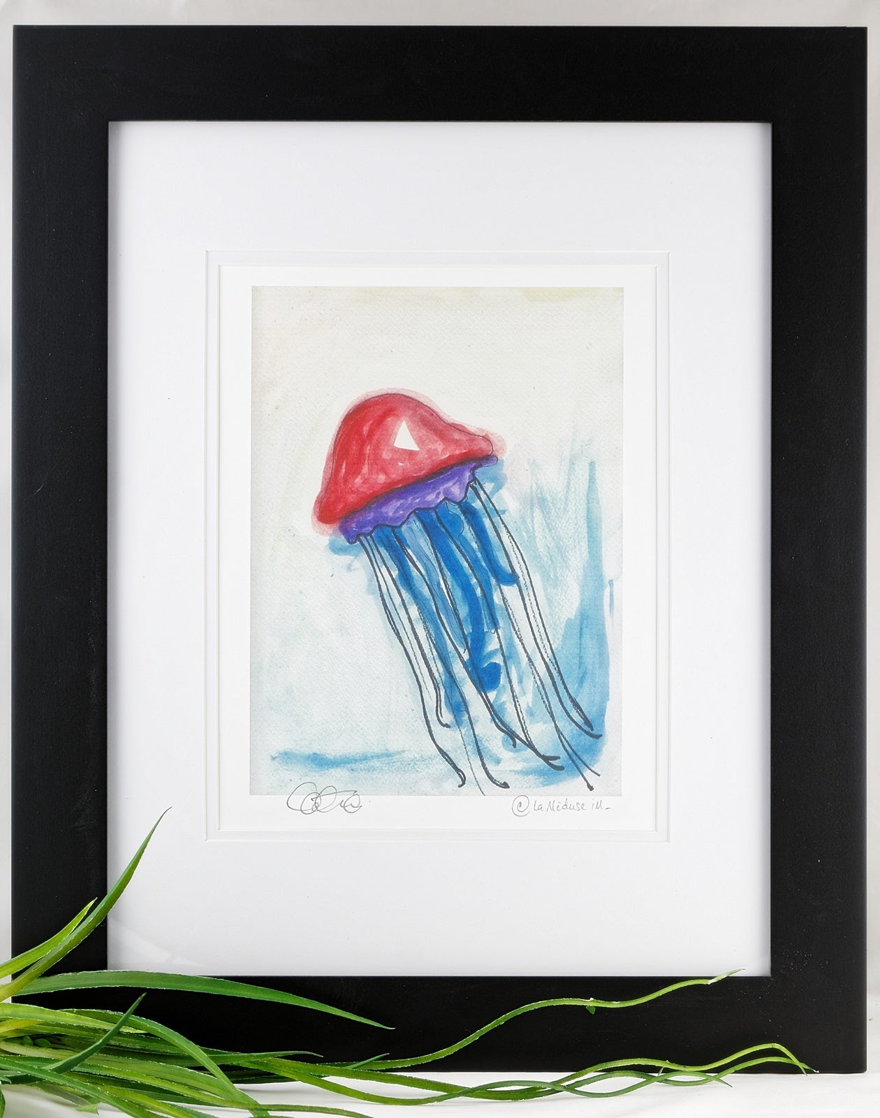 Dessins et aquarelles - Méduse - La Meduse - Verre soufflé