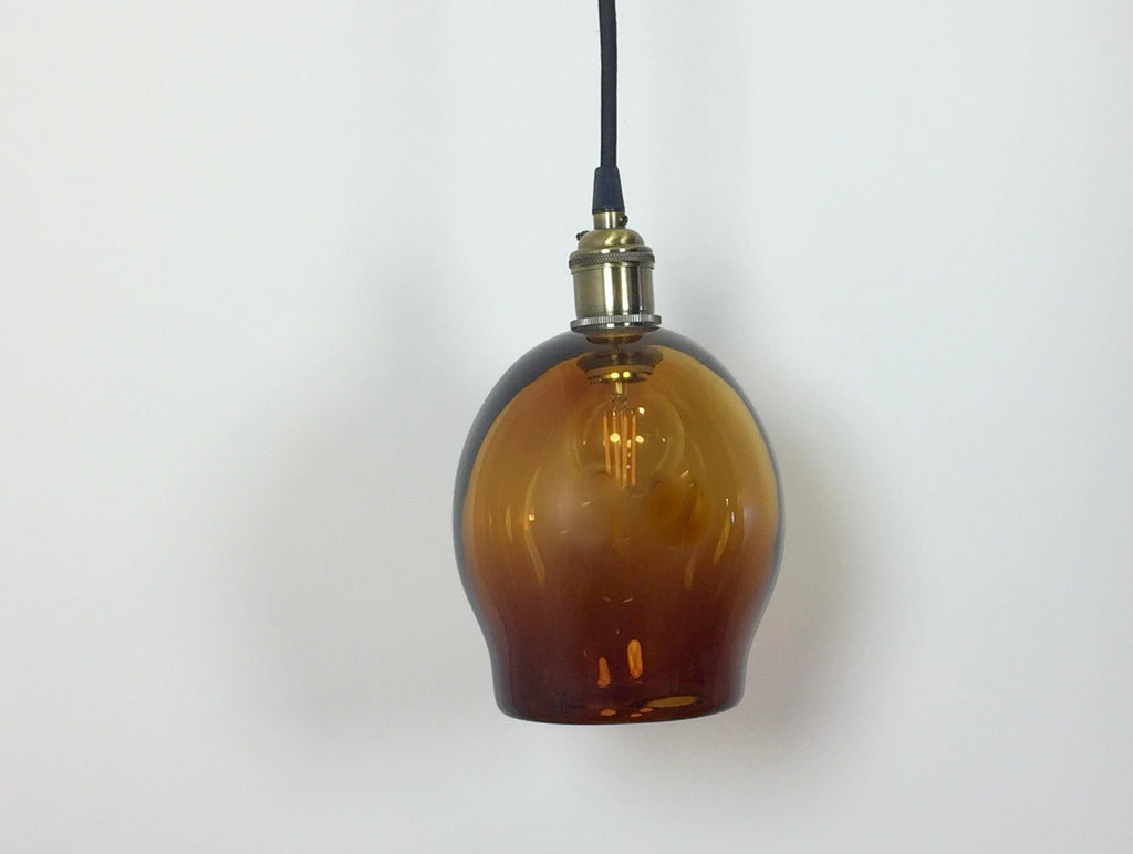 Lampe en verre avec fixture industrielle - La Meduse - Verre soufflé